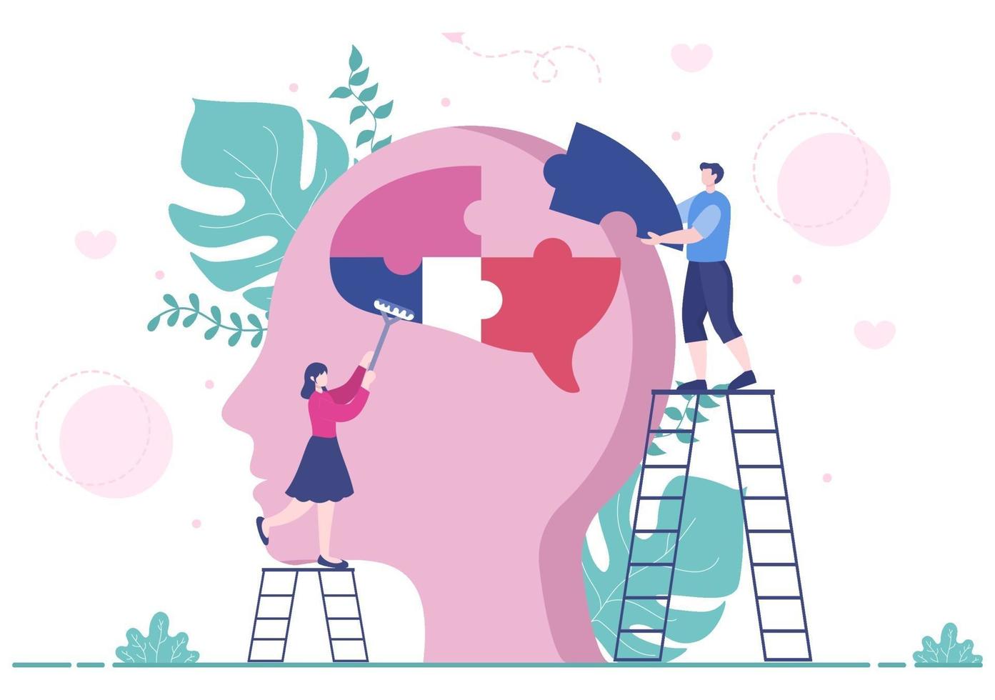 santé mentale due à la psychologie, à la dépression, à la solitude, à la maladie, au développement du cerveau ou au désespoir. psychothérapie et santé mentale. illustration vecteur