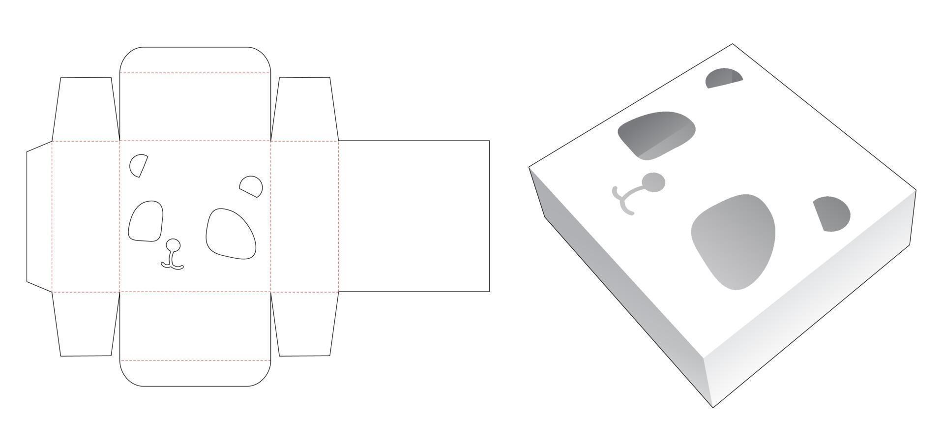 mini boîte en fer blanc avec pochoir visage panda gabarit découpé vecteur