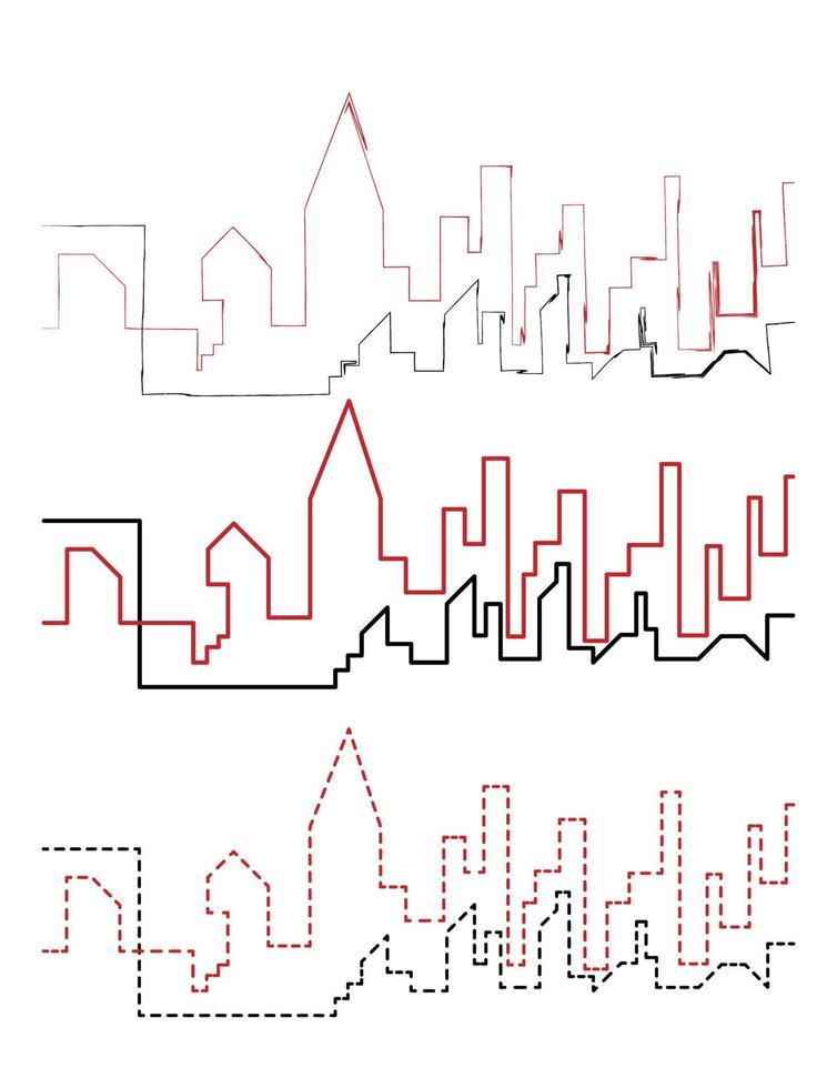 ville scape dessin à la main et ligne vecteur icône illustration