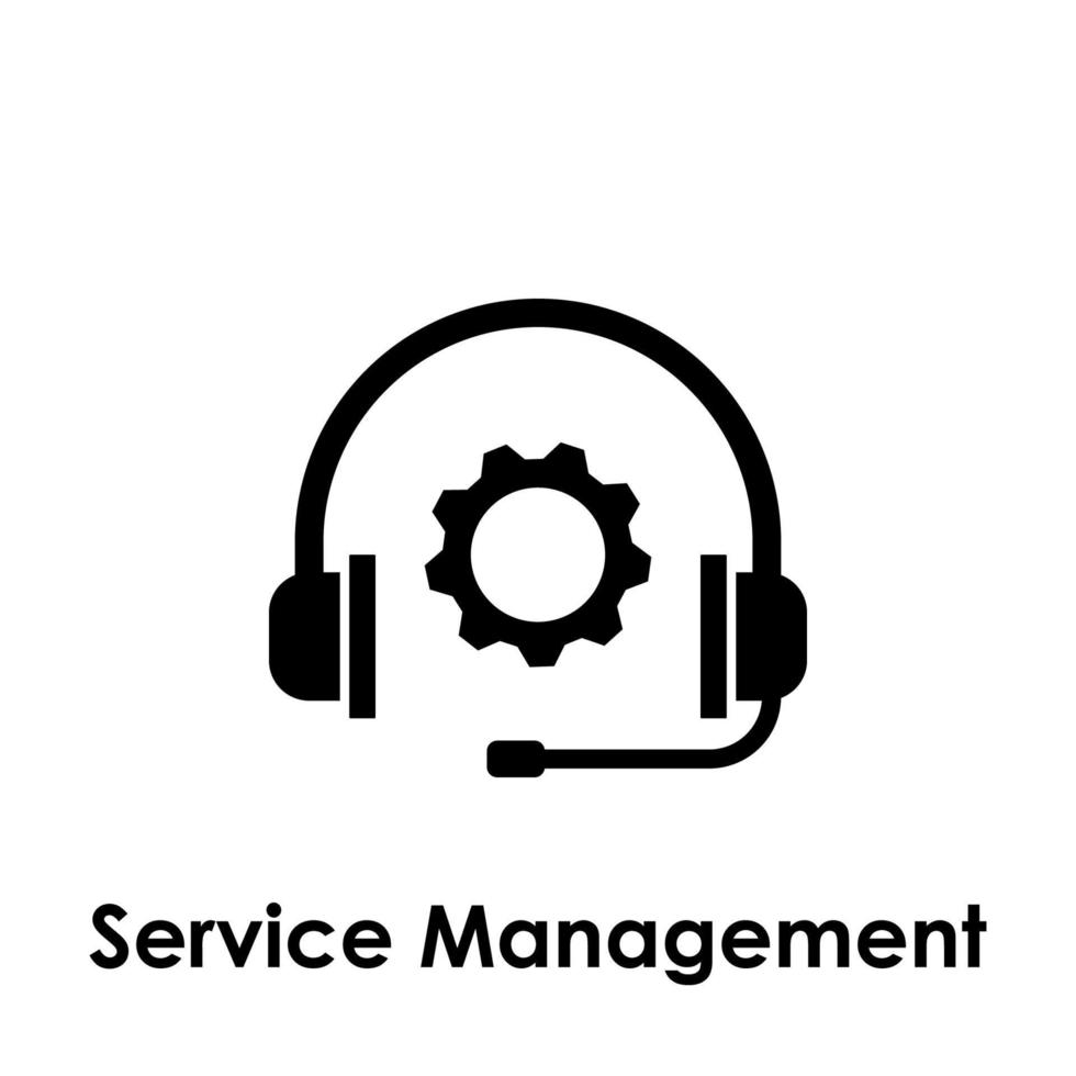 écouteurs, engrenage, un service la gestion vecteur icône illustration