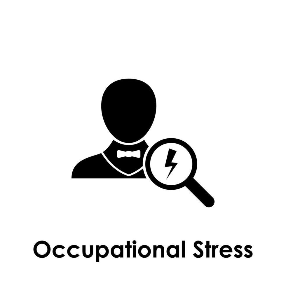 ouvrier, loupe, foudre, professionnel stress vecteur icône illustration