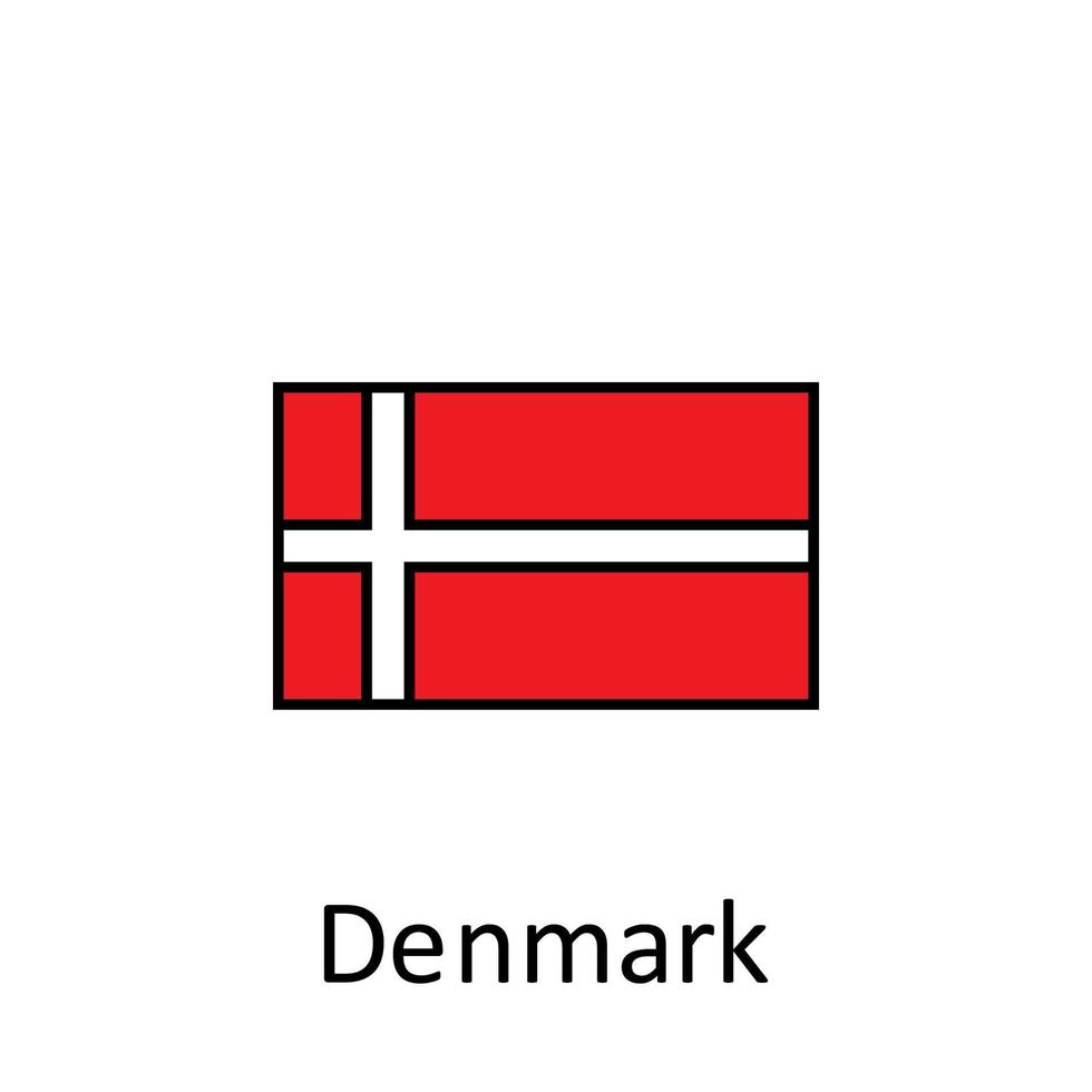 nationale drapeau de Danemark dans Facile couleurs avec Nom vecteur icône illustration