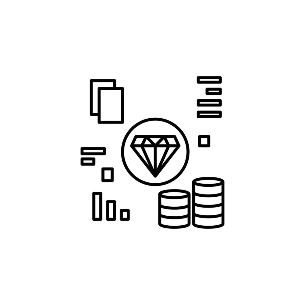 gros données, exploitation minière, diamant vecteur icône illustration