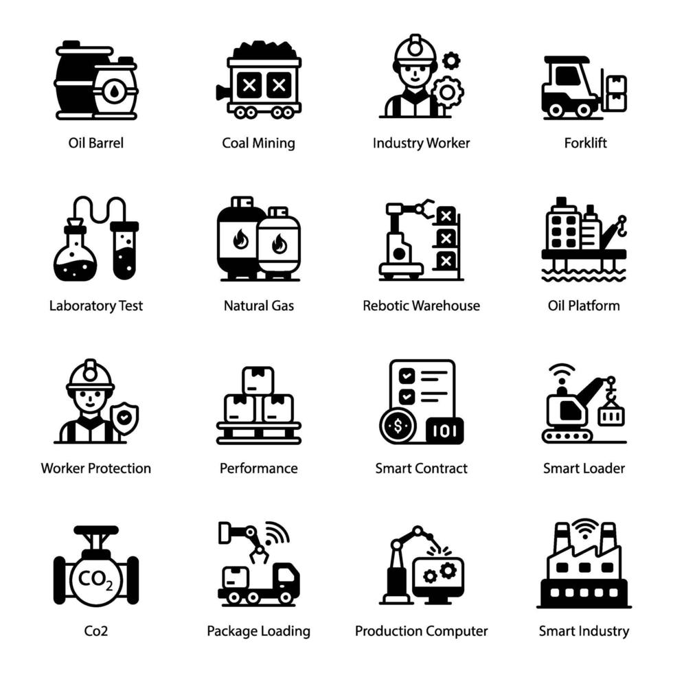 ensemble d & # 39; icônes d & # 39; usine et industrie intelligente vecteur