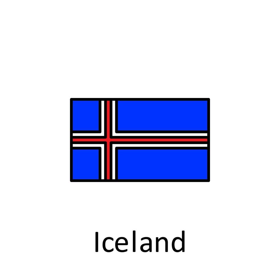 nationale drapeau de Islande dans Facile couleurs avec Nom vecteur icône illustration