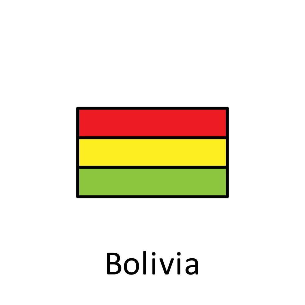 nationale drapeau de Bolivie dans Facile couleurs avec Nom vecteur icône illustration