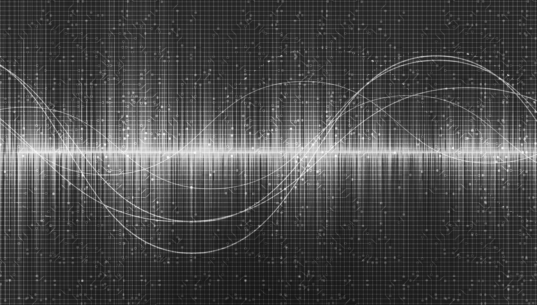 ondes sonores numériques sur fond gris, technologie et concept d'onde de tremblement de terre, conception pour l'industrie de la musique, vecteur, illustration. vecteur