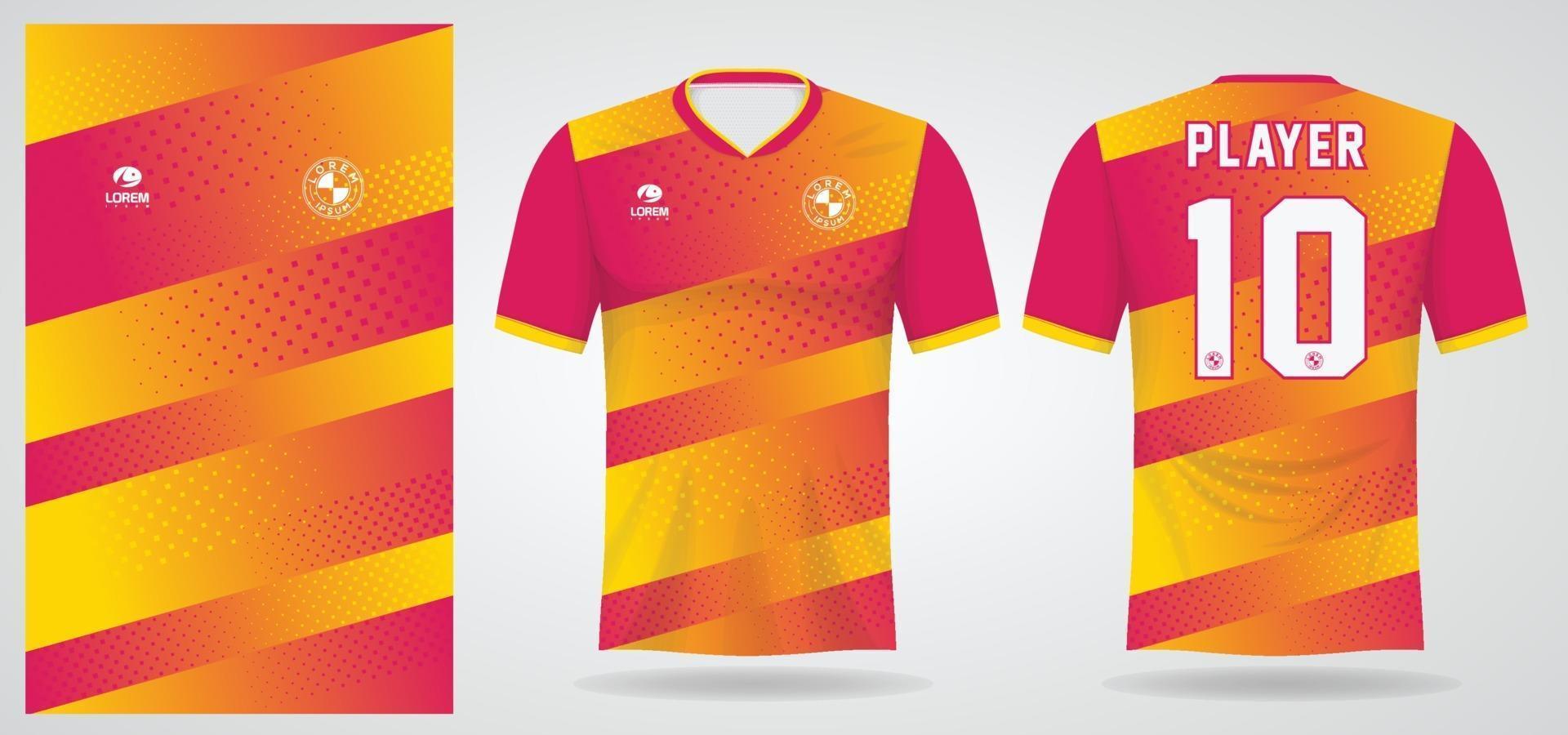 modèle de maillot de sport rose jaune pour les uniformes d'équipe et la conception de t-shirt de football vecteur