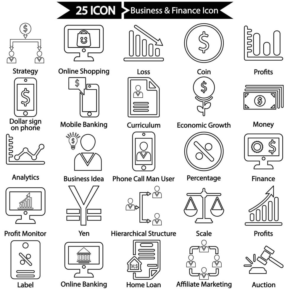 icône de ligne affaires et finances vecteur