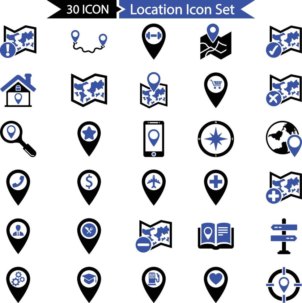 jeu d'icônes de localisation vecteur