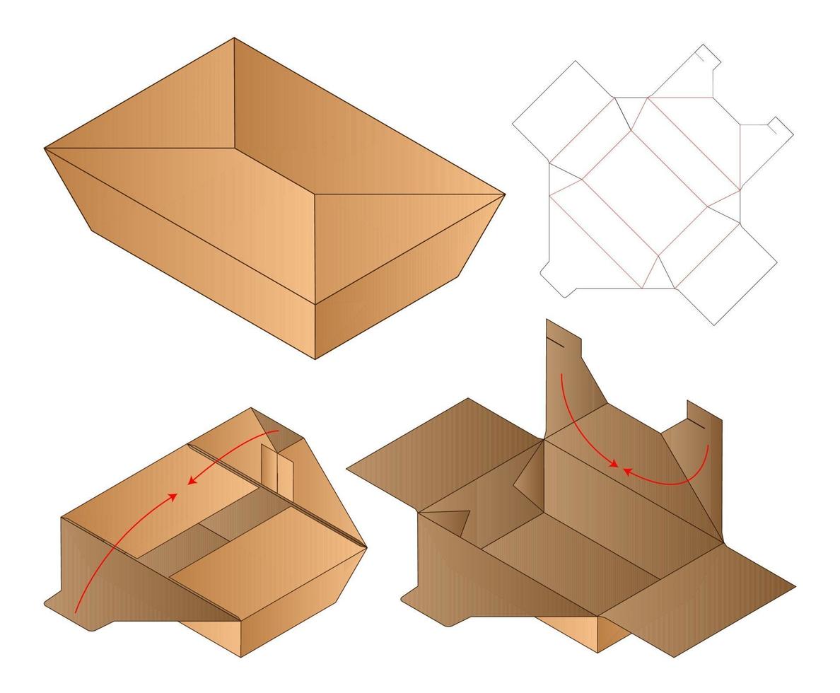 boîte d'emballage conception de modèle découpé. Maquette 3D vecteur