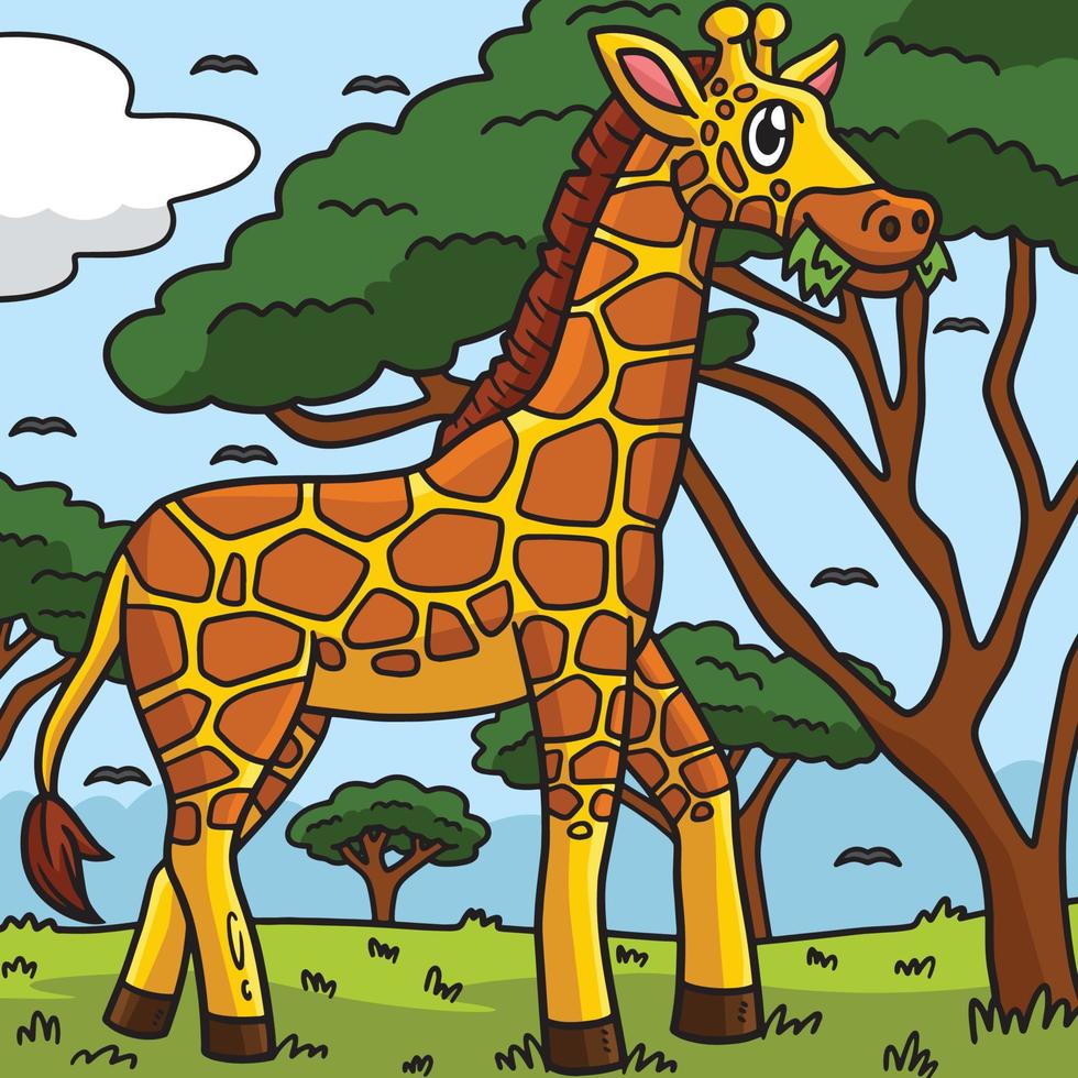 girafe animal coloré dessin animé illustration vecteur