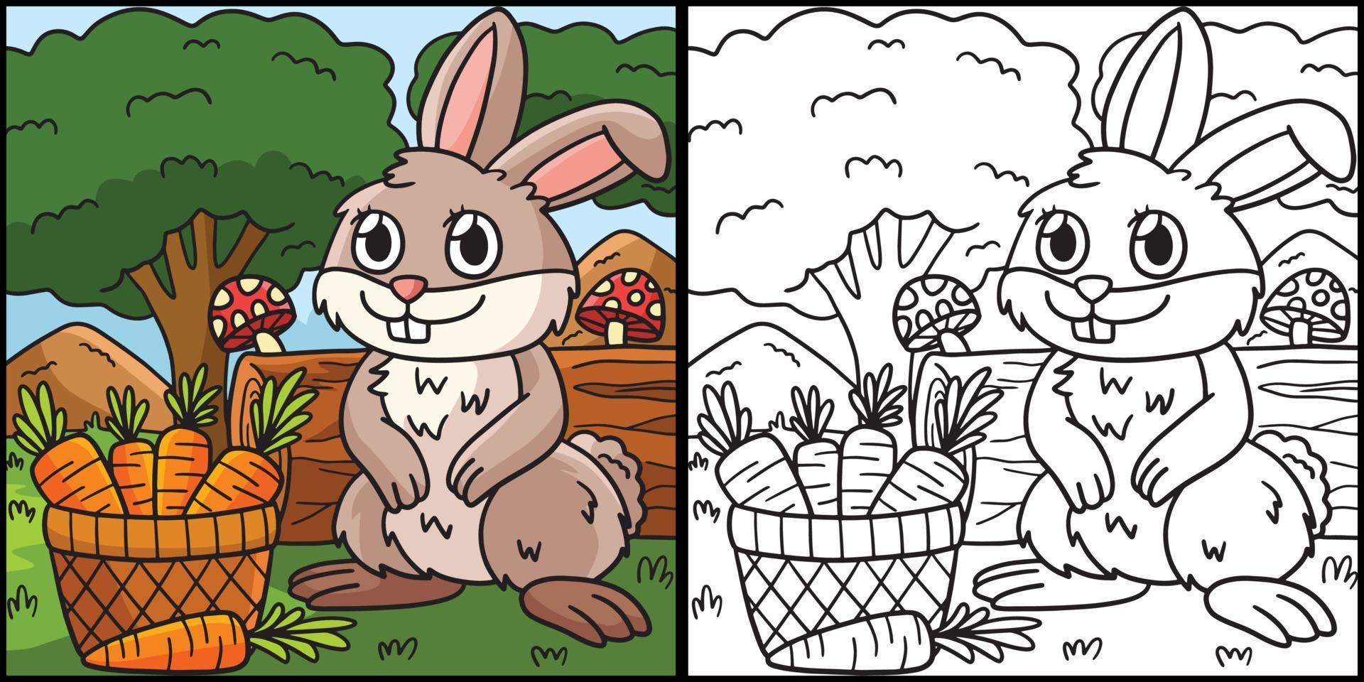 lapin coloriage page illustration colorée vecteur