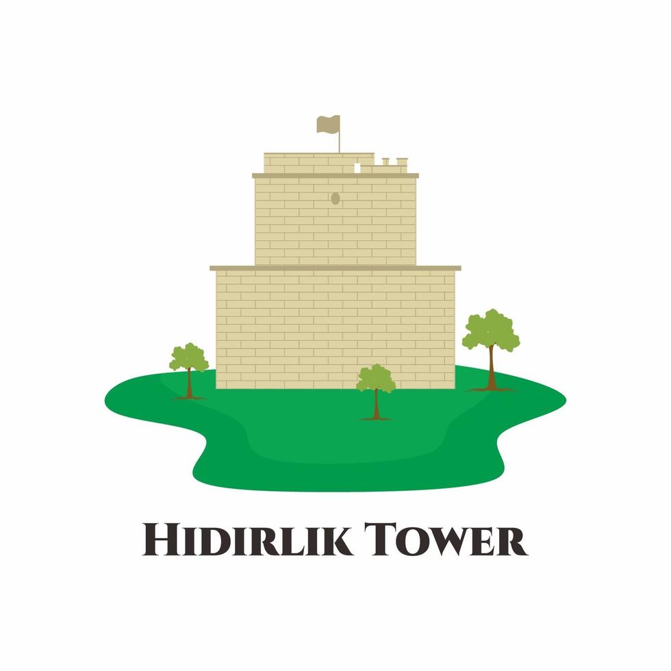 La tour hidirlik est une tour historique de pierre fauve à Antalya, en Turquie. les murs de terre de la ville rejoignent les digues. vous avez une vue magnifique sur l'eau. cet endroit vaut le détour. vecteur