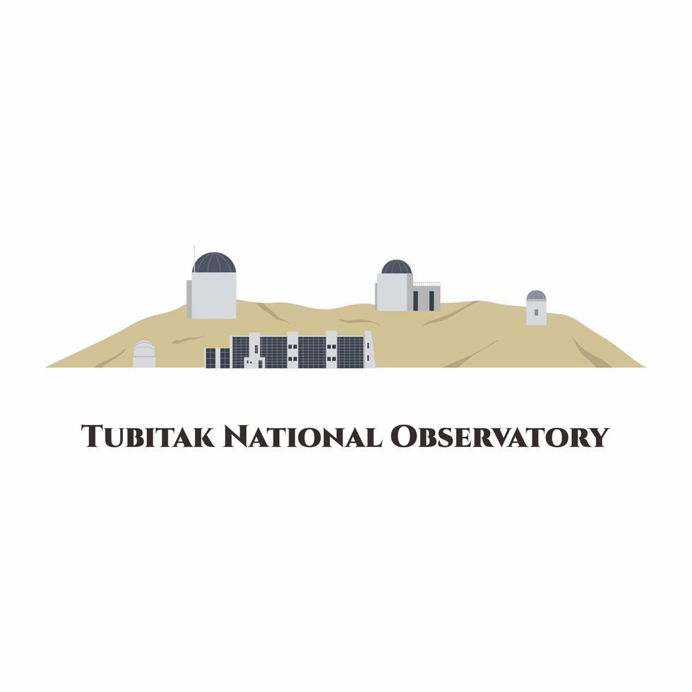 élément de conception de dessin animé plat observatoire national tubitak. l'un des plus hauts sommets de beydaglari situé à l'ouest d'antalya, en turquie. un observatoire astronomique au sol. vecteur