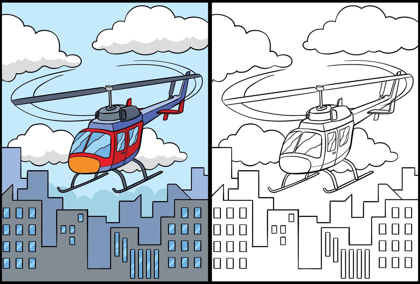 hélicoptère coloration page coloré illustration vecteur