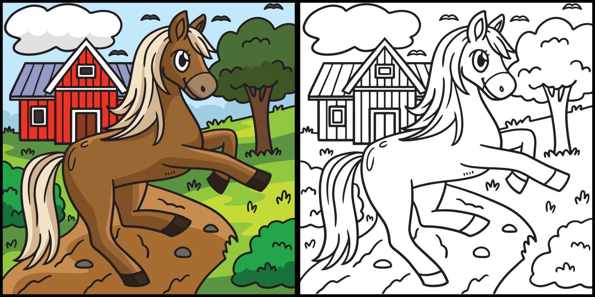 coloriage de cheval illustration colorée vecteur