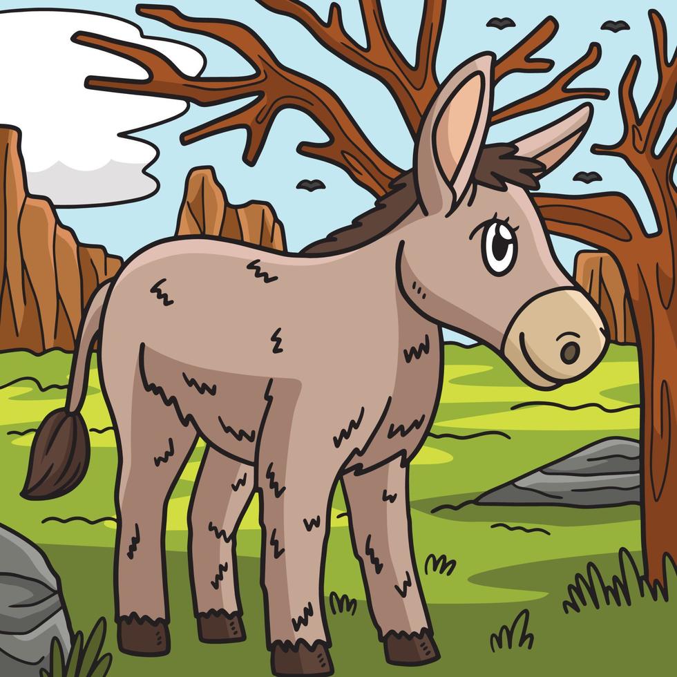 illustration de dessin animé coloré animal âne vecteur