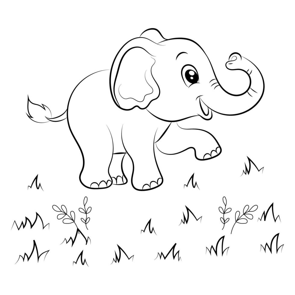 l'éléphant coloration page pour des gamins main tiré l'éléphant contour illustration vecteur