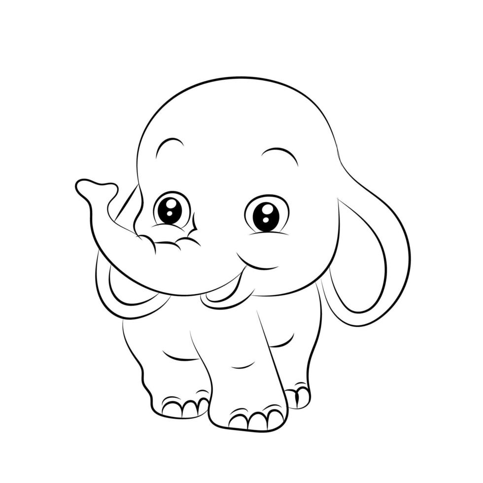 l'éléphant coloration page pour des gamins main tiré l'éléphant contour illustration vecteur