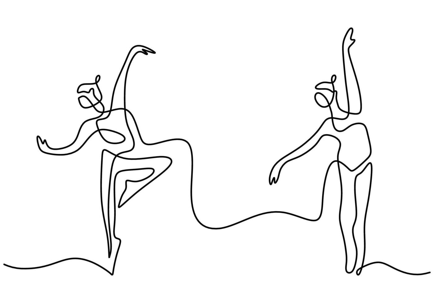 dessin au trait continu de couple amoureux femme et homme dansant Danse énergique jeune couple d'homme et fille isolée sur fond blanc. silhouette d'image de danseur dessiné à la main. illustration vectorielle vecteur