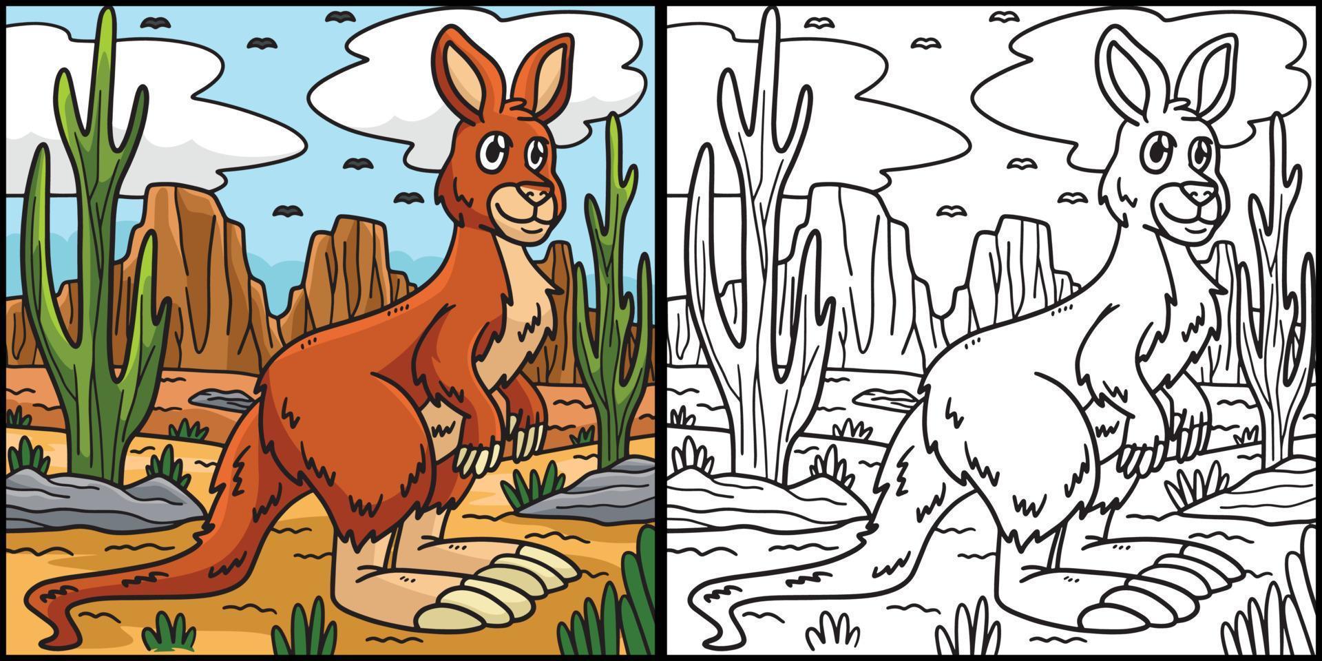 coloriage de kangourou illustration colorée vecteur