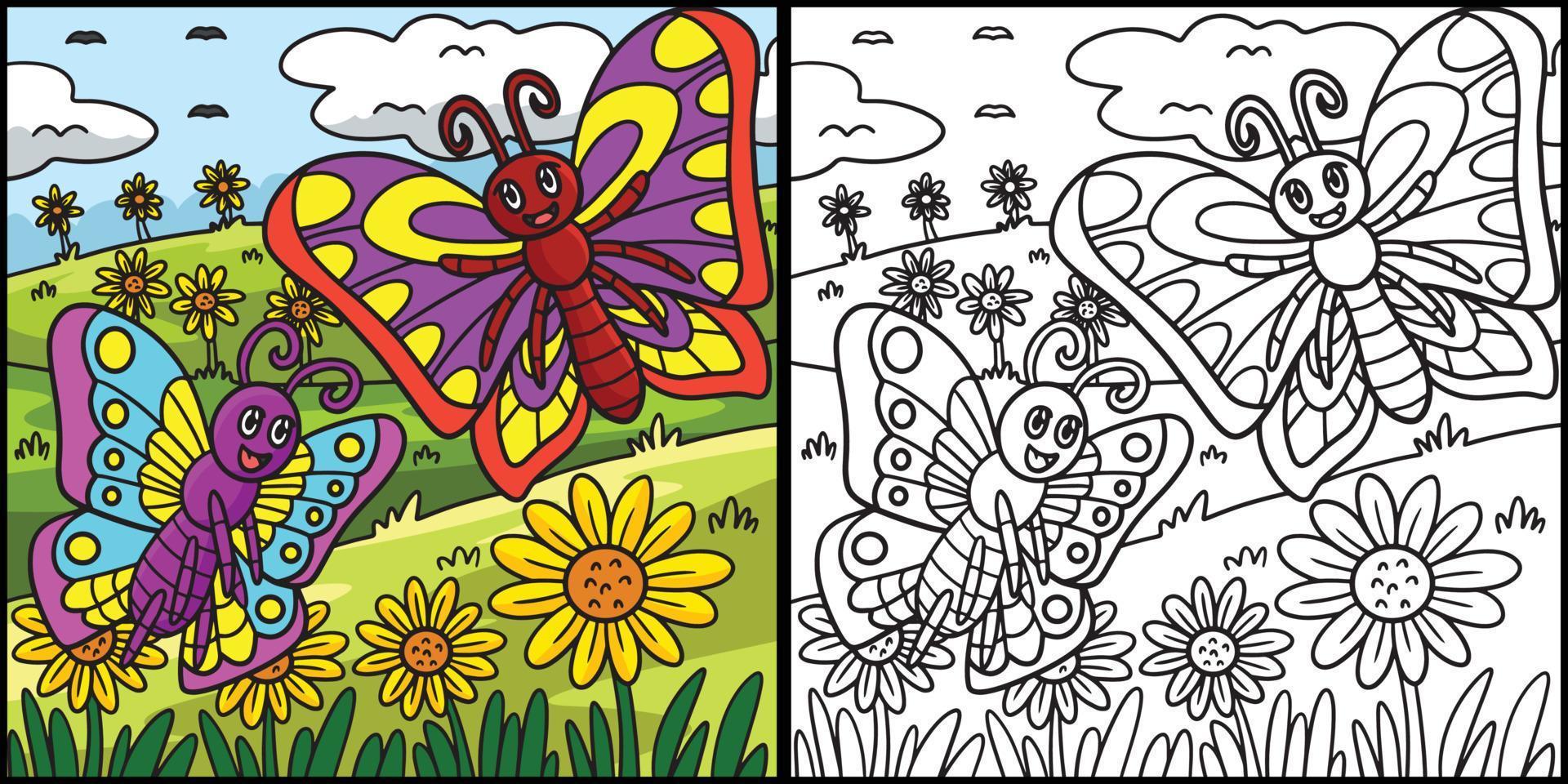 papillon coloriage illustration colorée vecteur