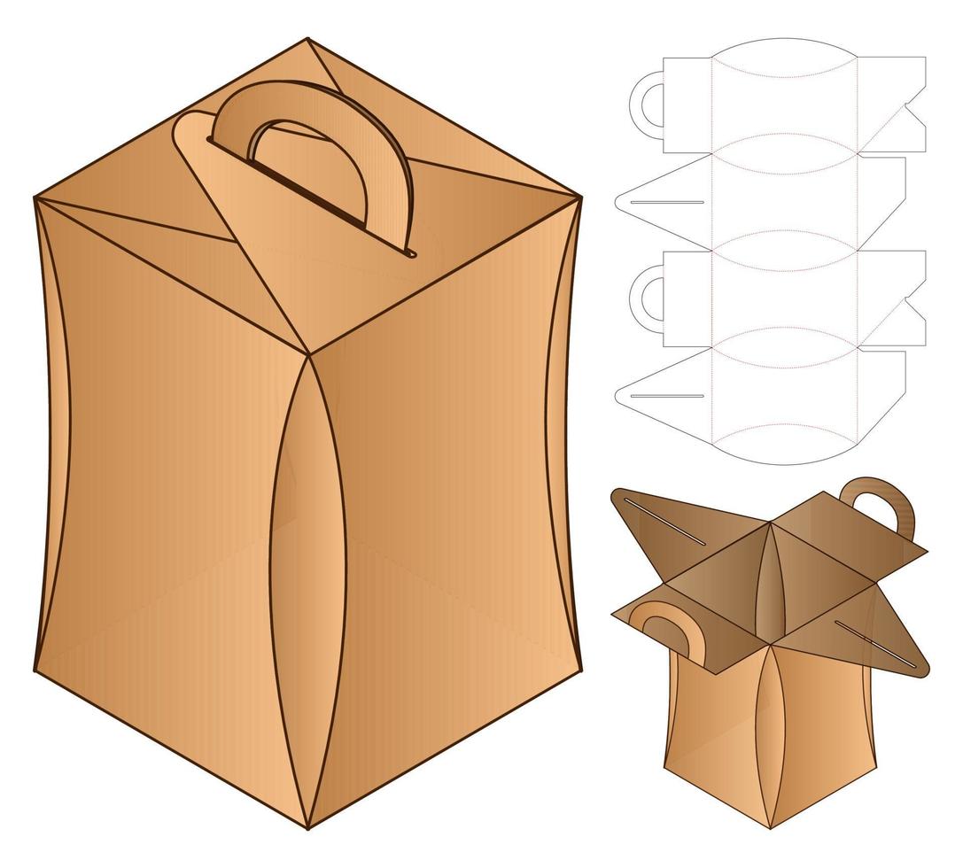 boîte d'emballage conception de modèle découpé. Maquette 3D vecteur