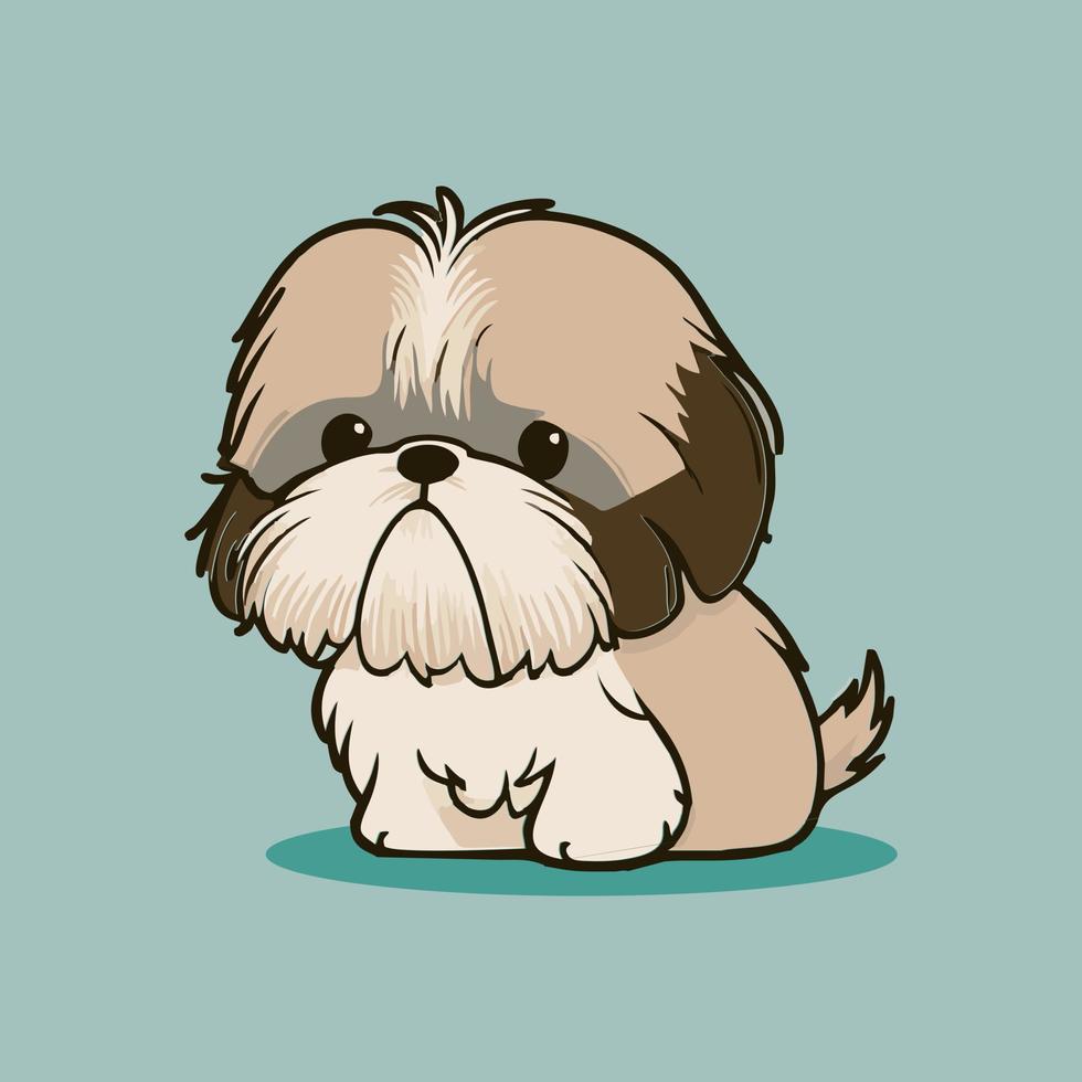 mignonne chien chiot chibi mascotte vecteur dessin animé style