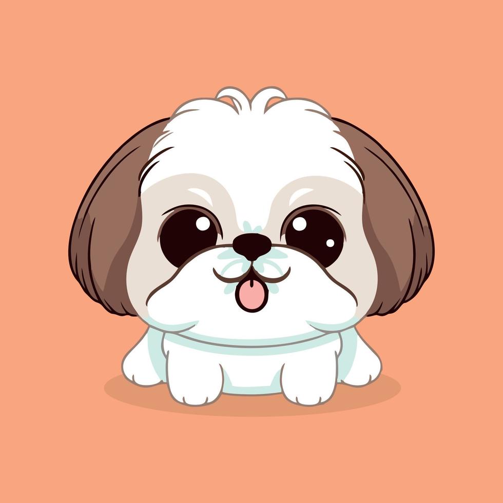 mignonne chien chiot chibi mascotte vecteur dessin animé style