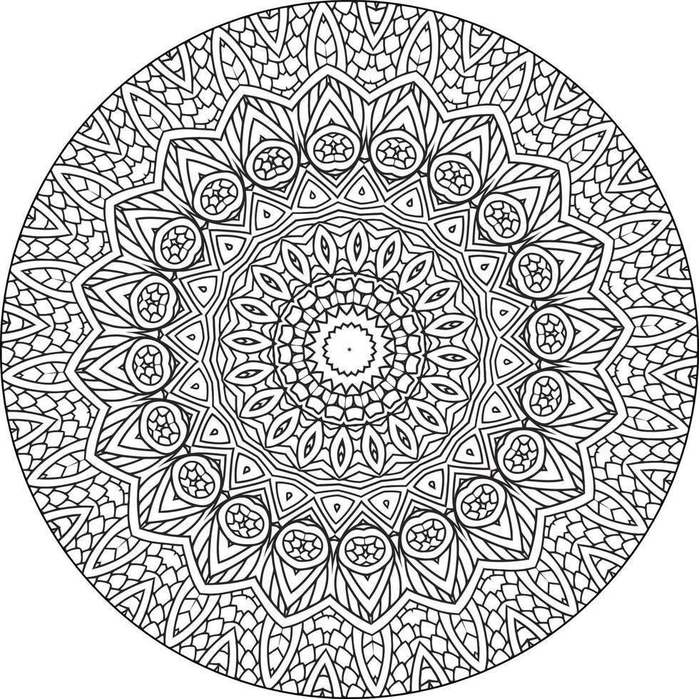 décoratif mandala avec Marin éléments et vagues sur blanc isolé Contexte. pour coloration livre pages. vecteur