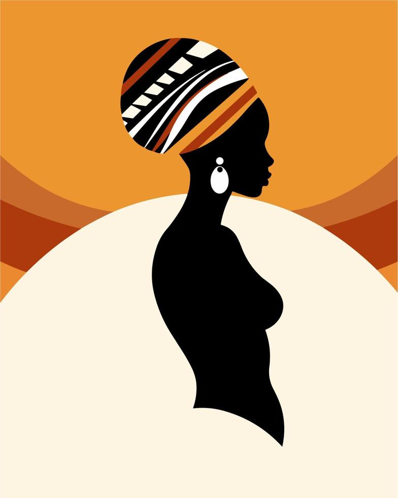 traditionnel africain fille avec toile de fond vecteur