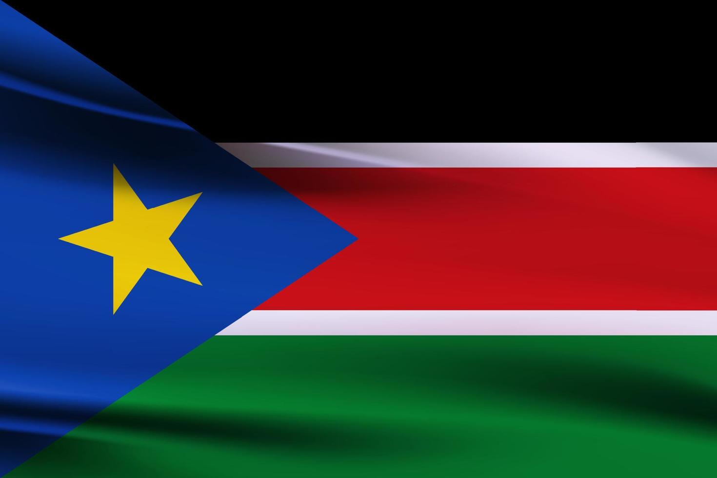 agitant drapeau de Sud Soudan, réaliste agitant drapeau de le Sud Soudan, tissu texturé écoulement drapeau, vecteur