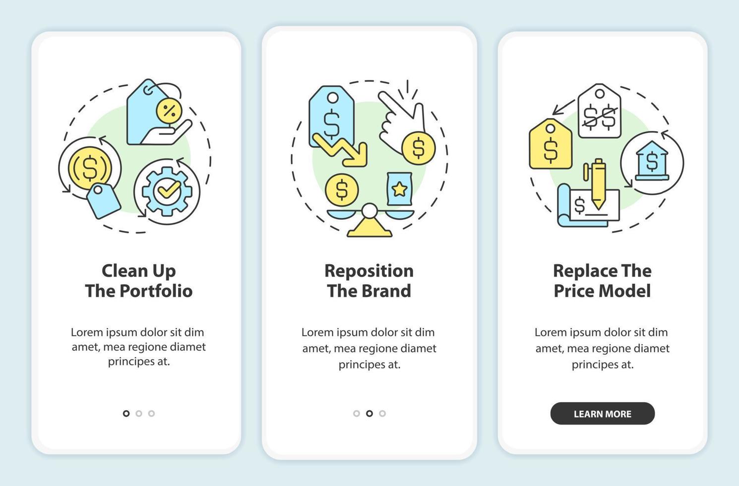 transaction avec inflation dans affaires l'intégration mobile app filtrer. procédure pas à pas 3 pas modifiable graphique instructions avec linéaire concepts. interface utilisateur, ux, gui modèle vecteur