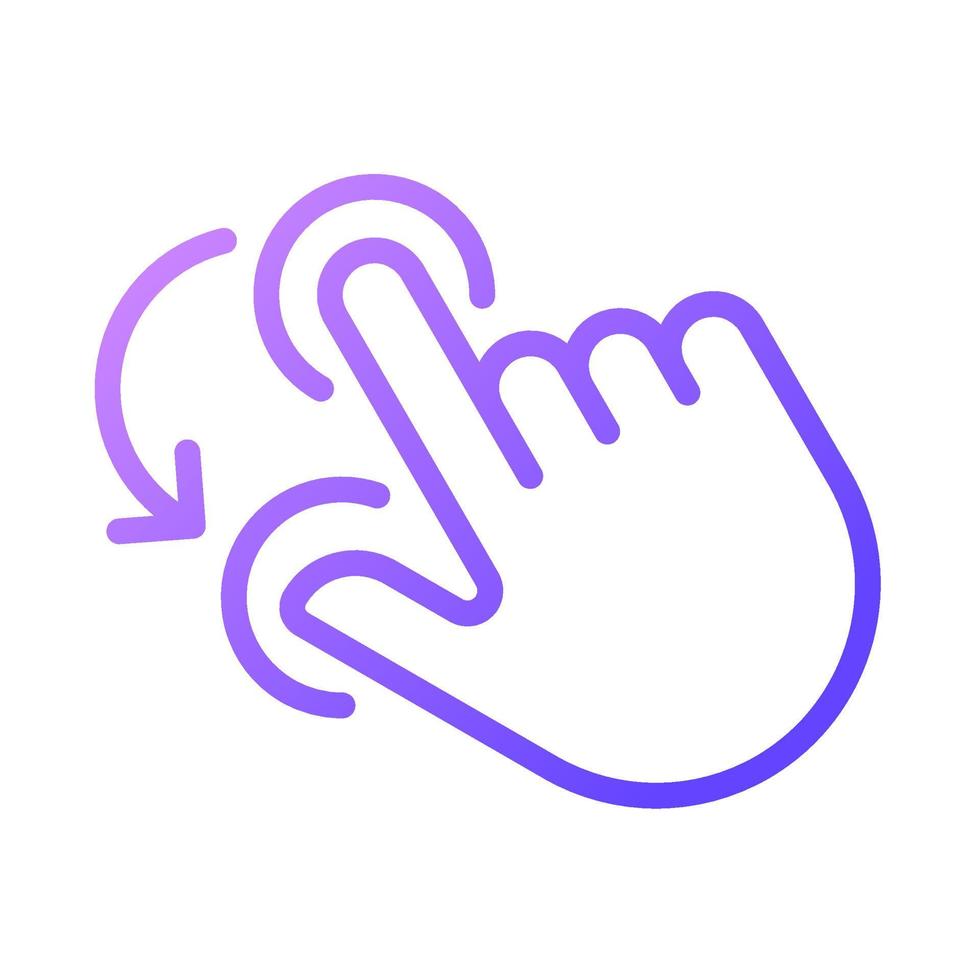 double doigt rotation pente linéaire vecteur icône. tenir et tourner avec deux des doigts. écran tactile contrôle geste. mince ligne Couleur symbole. moderne style pictogramme. vecteur isolé contour dessin