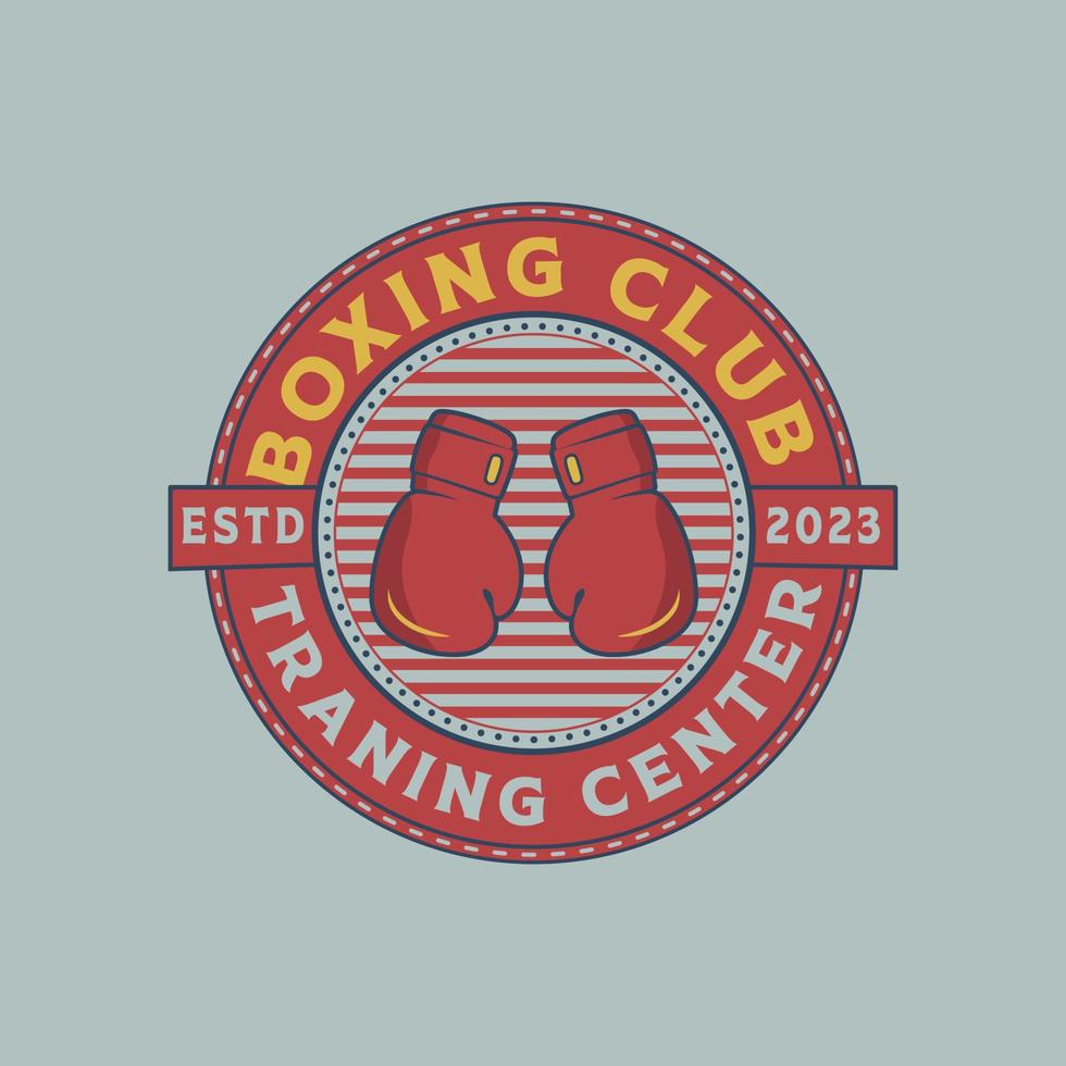 boxe club ancien badge logo conception. formation centre rétro ancien badge illustration vecteur
