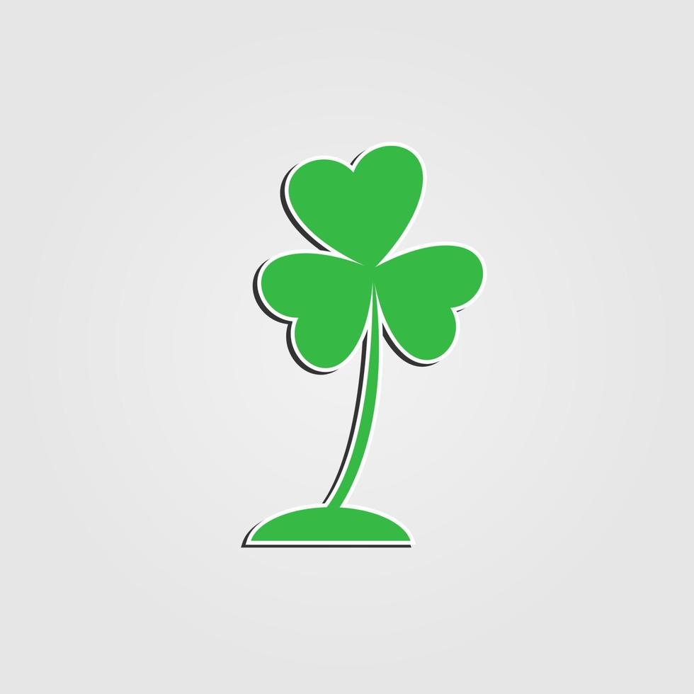 icône de trèfle coeur trois feuilles, shamrock vert clair, isolé sur illustrations white.vector vecteur