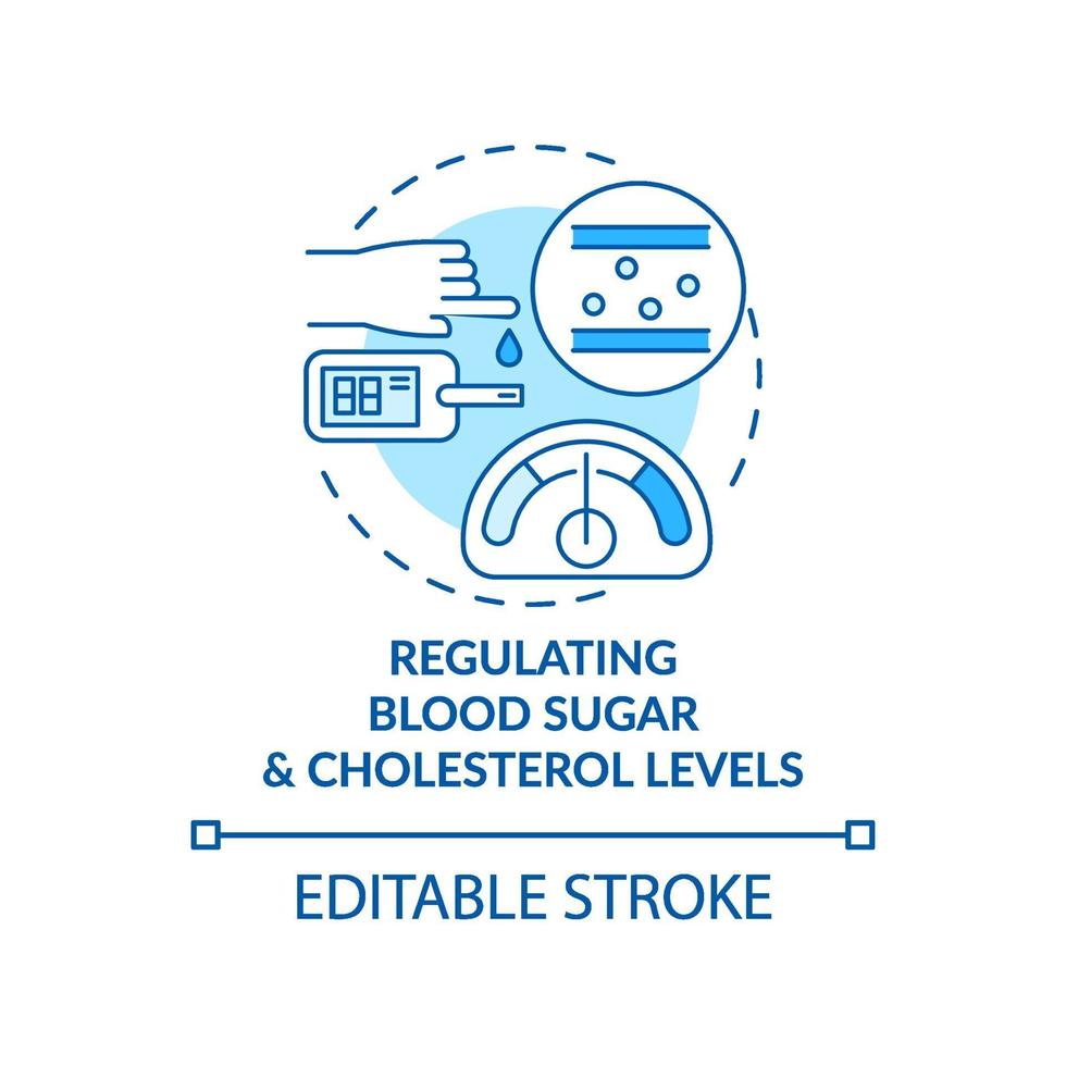 Régulation de l & # 39; icône de concept de taux de sucre dans le sang et de cholestérol vecteur