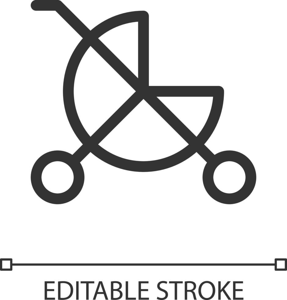 bébé le chariot pixel parfait linéaire ui icône. les enfants des biens département. enfant poussette. interface graphique, ux conception. contour isolé utilisateur interface élément pour app et la toile. modifiable accident vasculaire cérébral vecteur