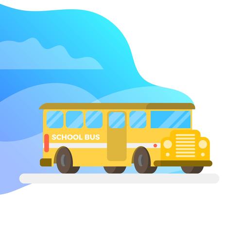 Bus scolaire plat avec fond dégradé Vector Illustration