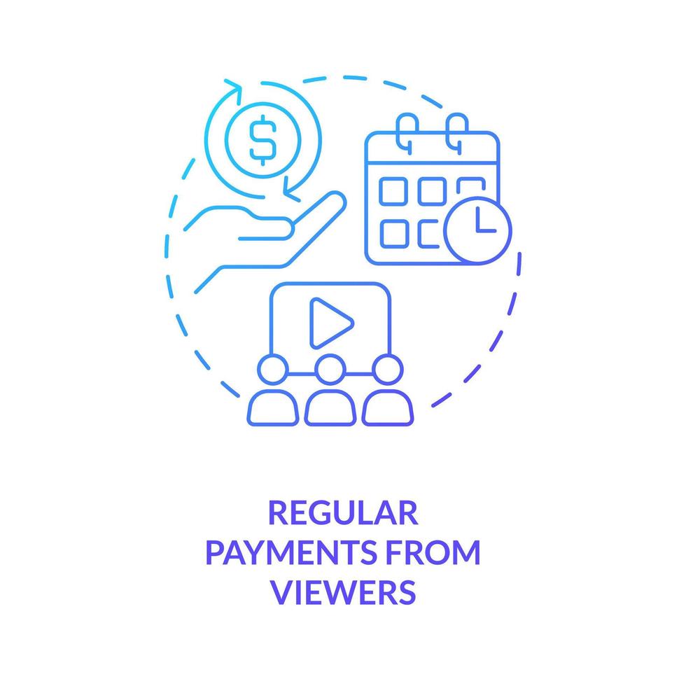 récurrent Paiements de les spectateurs bleu pente concept icône. blogueur profit. en ligne diffusion avantage abstrait idée mince ligne illustration. isolé contour dessin vecteur