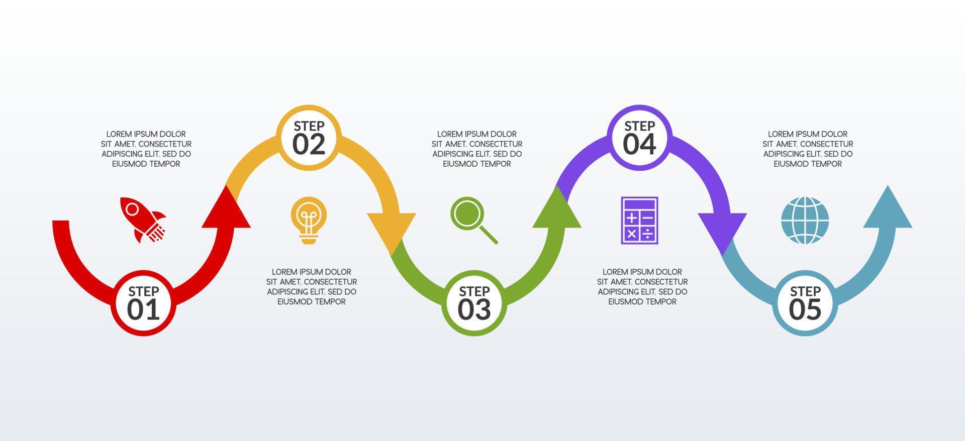 infographie conception modèle et Icônes avec 5 les options ou 5 pas vecteur