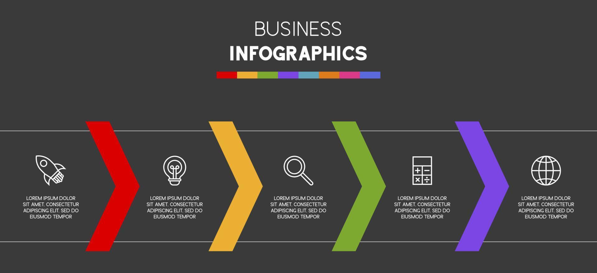 infographie conception modèle et Icônes avec 5 les options ou 5 pas vecteur