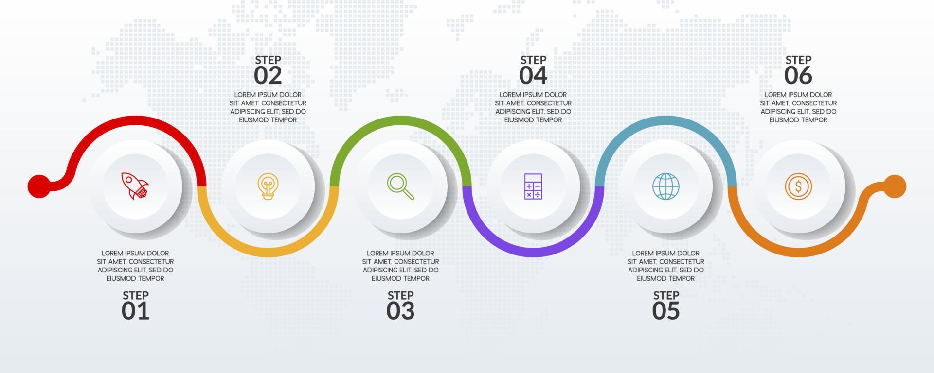 infographie conception modèle et Icônes avec 6 les options ou 6 pas vecteur