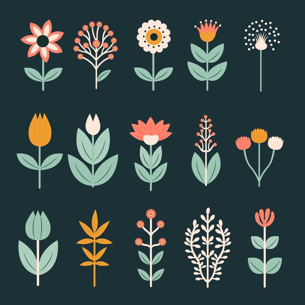 illustration de floristique fleurs et décoratif les plantes ensemble. vecteur