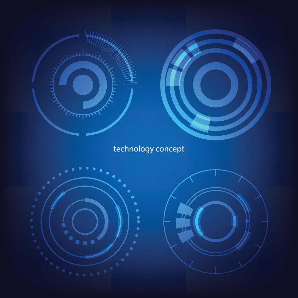La technologie concept. hud cercle utilisateur interface sur bleu Contexte. cercle éléments pour Les données infographies. ensemble de sci Fi moderne utilisateur interface éléments. vecteur