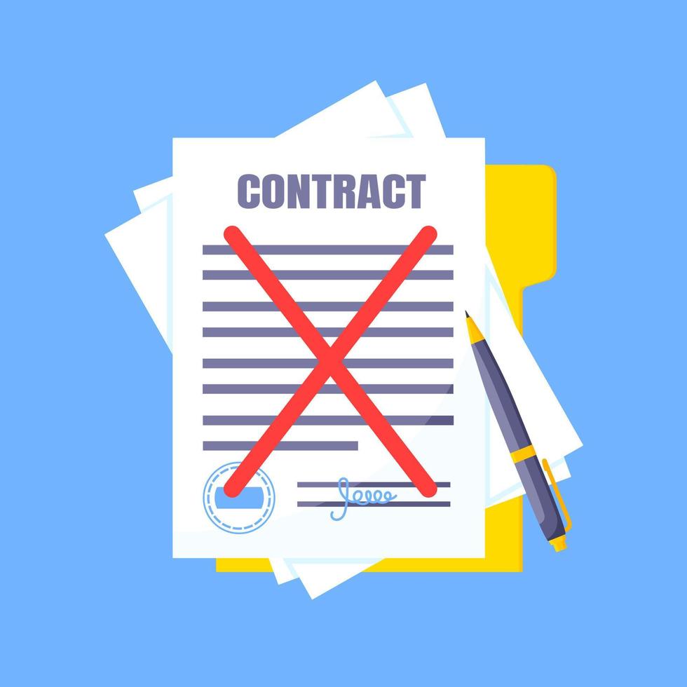 Contrat annulation affaires concept. vecteur