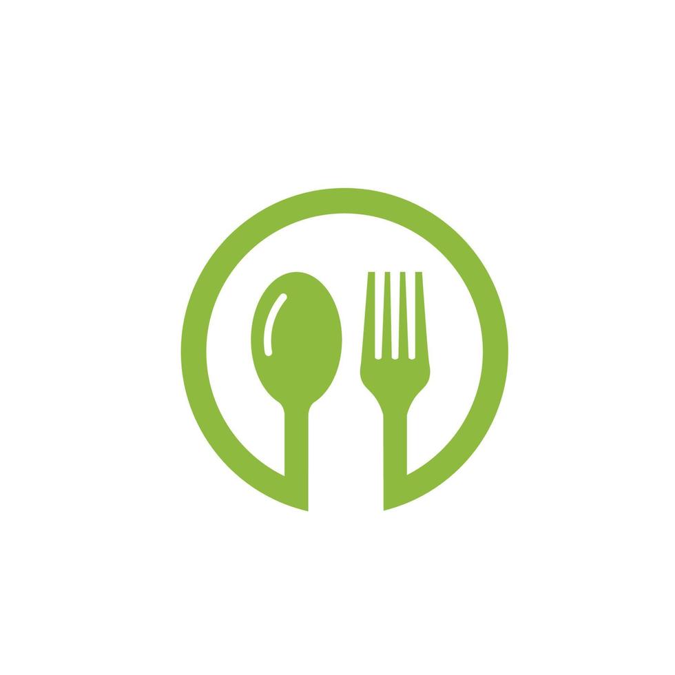 en bonne santé nourriture logo. concept logo, avec le symbole de une cuillère, fourchette et feuille. pouvez être pour Restaurants, en bonne santé nourriture des produits, site Internet logos pour nourriture consultants vecteur