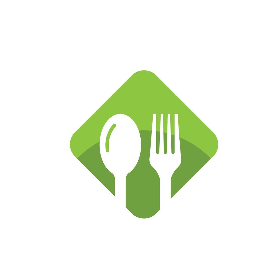 en bonne santé nourriture logo. concept logo, avec le symbole de une cuillère, fourchette et feuille. pouvez être pour Restaurants, en bonne santé nourriture des produits, site Internet logos pour nourriture consultants vecteur