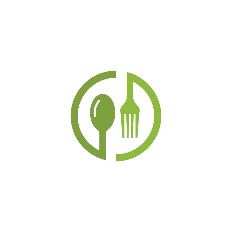 en bonne santé nourriture logo. concept logo, avec le symbole de une cuillère, fourchette et feuille. pouvez être pour Restaurants, en bonne santé nourriture des produits, site Internet logos pour nourriture consultants vecteur